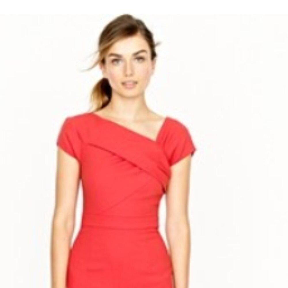 Red Cap-Sleeve Sheath Dress - Picture 2 of 11